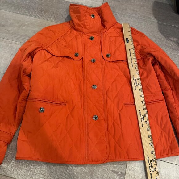 TALBOTS WOMENS BRIGHT ORANGE QUILTED JACKET SMALL - Picture 3 of 8